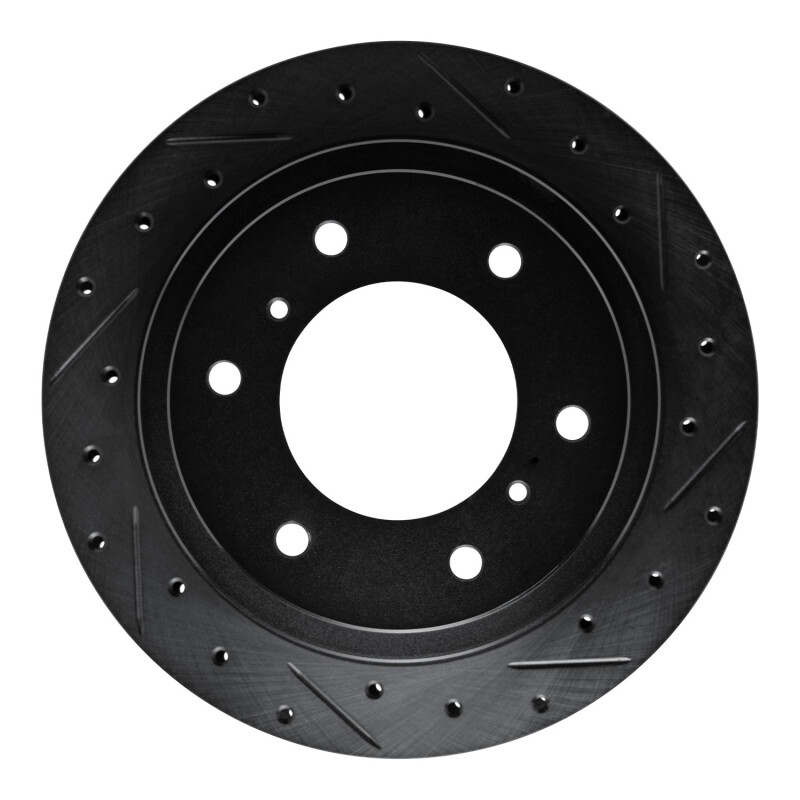 Mitsubishi Montero Brake Rotor (1) - Rear Right - R1 Concepts - Drilled & Slotted - Black - `00-`06
